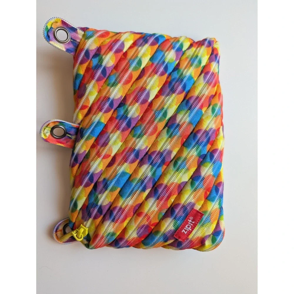 Zipit Rainbow Geometric 3 Ring Binder Pencil Case Zipper Pouch School Supplies